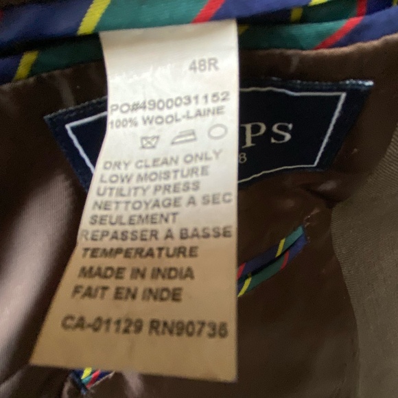 Chaps Mens Brown Black Blend Wool Business Formal Blazer- Sz-48R - Picture 11 of 16